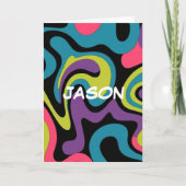 Personalized Neon Abstract Pattern — Retro Design カード (正面)