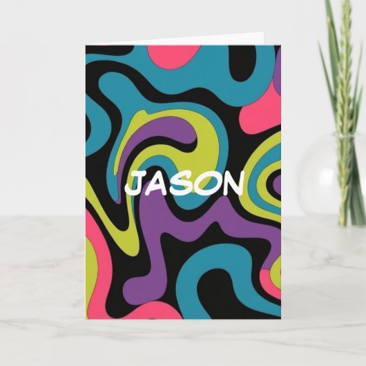 Personalized Neon Abstract Pattern — Retro Design カード (正面)