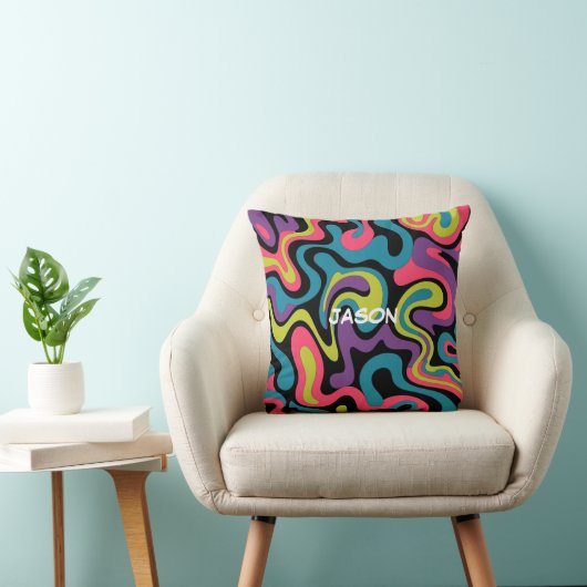 Personalized Neon Abstract Pattern — Retro Design クッション (椅子)