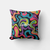Personalized Neon Abstract Pattern — Retro Design クッション (正面)