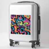 Personalized Neon Abstract Pattern — Retro Design シール (スーツケース)
