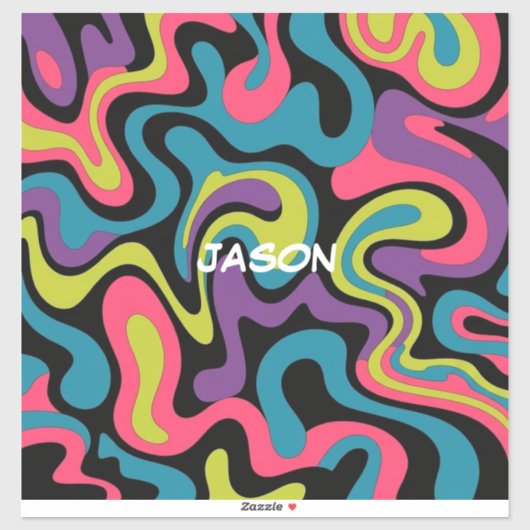 Personalized Neon Abstract Pattern — Retro Design シール (シート)