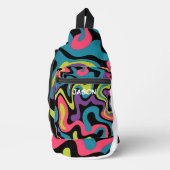Personalized Neon Abstract Pattern — Retro Design スリングバッグ (正面)