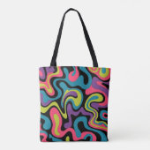 Personalized Neon Abstract Pattern — Retro Design トートバッグ (裏面)
