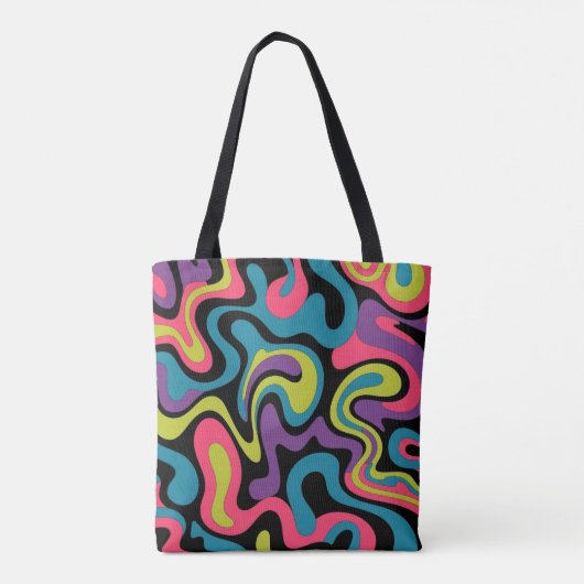 Personalized Neon Abstract Pattern — Retro Design トートバッグ (裏面)