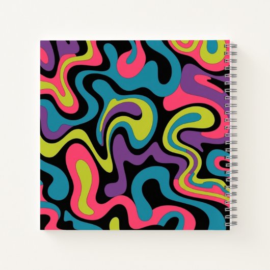 Personalized Neon Abstract Pattern — Retro Design ノートブック (裏面)