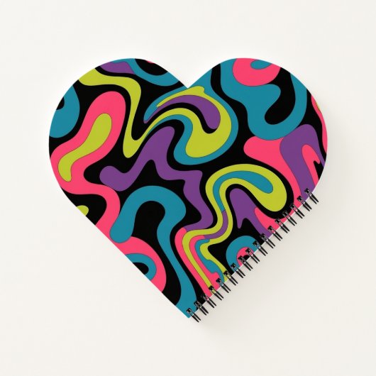 Personalized Neon Abstract Pattern — Retro Design ノートブック (裏面)