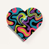 Personalized Neon Abstract Pattern — Retro Design ノートブック (正面)