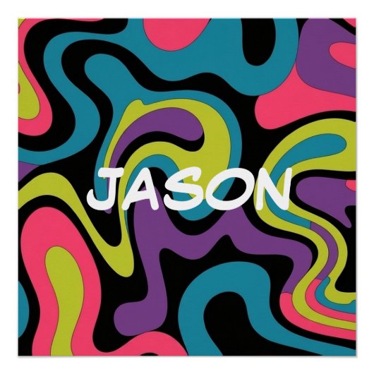 Personalized Neon Abstract Pattern — Retro Design ポスター (正面)