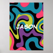 Personalized Neon Abstract Pattern — Retro Design ポスター (正面)