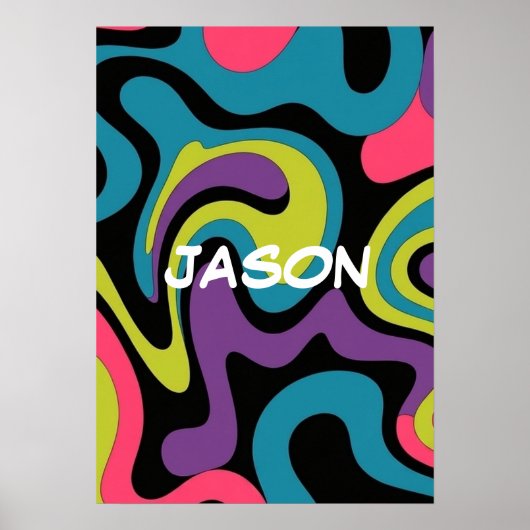 Personalized Neon Abstract Pattern — Retro Design ポスター (正面)