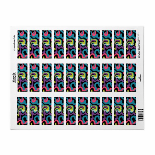 Personalized Neon Abstract Pattern — Retro Design ラベル (フルシート)