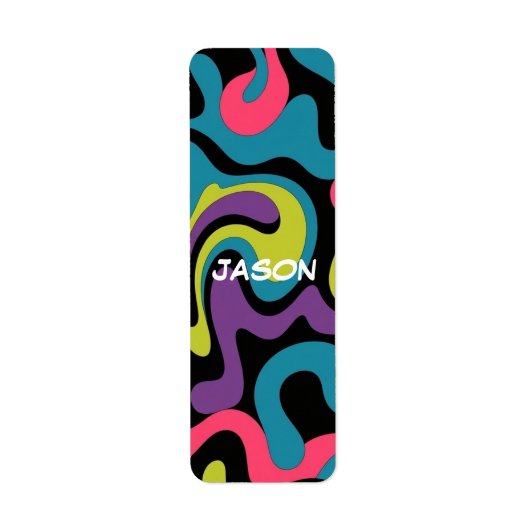 Personalized Neon Abstract Pattern — Retro Design ラベル (正面)