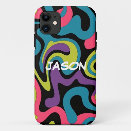 Personalized Neon Abstract Pattern — Retro Design Case-Mate iPhoneケース (裏面)
