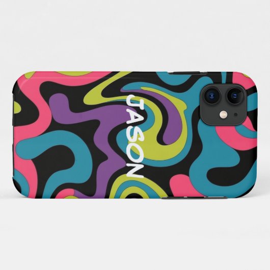 Personalized Neon Abstract Pattern — Retro Design Case-Mate iPhoneケース (裏面(横))