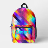 Personalized Neon Backpack | Abstract Rainbow Kids プリントバックパック (正面)