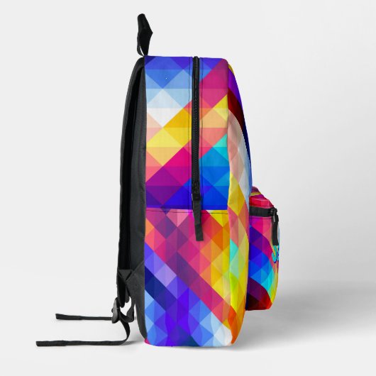 Personalized Neon Backpack | Abstract Rainbow Kids プリントバックパック (左)