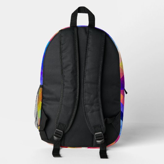 Personalized Neon Backpack | Abstract Rainbow Kids プリントバックパック (裏面)
