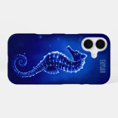 Personalized Neon Blue Seahorse        iPhone 16ケース (裏面横)