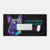 Personalized Neon French Bulldog Gaming デスクマット (キーボード&マウス)