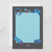 Personalized Neon Gamer Photo Flat Christmas シーズンカード (裏面)