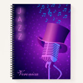 Personalized Neon Jazz Music Spiral Notebook ノートブック (正面)