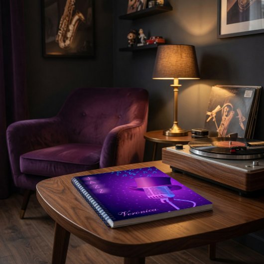 Personalized Neon Jazz Music Spiral Notebook ノートブック