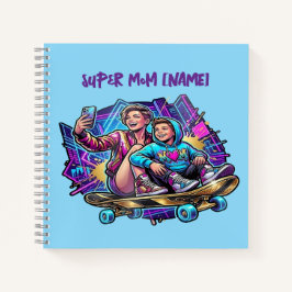 Personalized Neon Mom & Son Spiral Notebook ノートブック