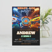 Personalized Neon Nerf Dart Birthday Invitations 招待状 (スタンド正面)