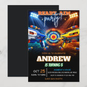 Personalized Neon Nerf Dart Birthday Invitations 招待状 (正面/裏面)