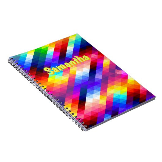 Personalized Neon Rainbow Notebook – Abstract  ノートブック (右側)