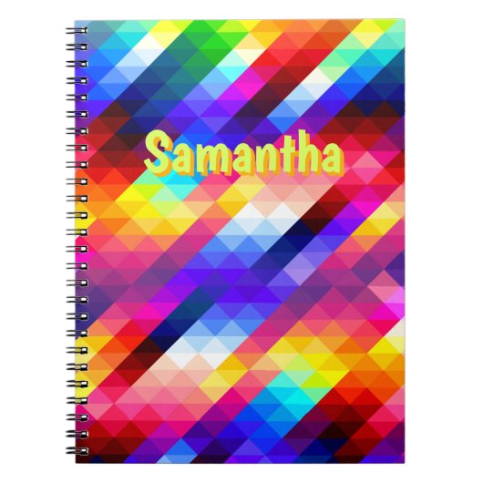 Personalized Neon Rainbow Notebook – Abstract  ノートブック (正面)