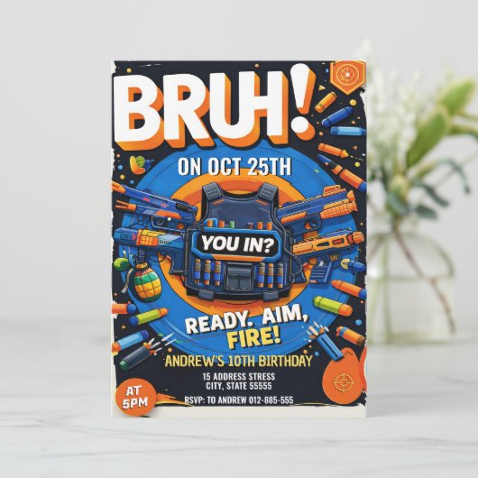 Personalized Nerf Battle Birthday  招待状 (スタンド正面)