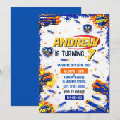 Personalized Nerf War Birthday Party Invitation  招待状 (正面/裏面)