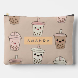 Personalized Neutral Cute Milky Bubble Tea アクセサリーポーチ