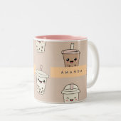 Personalized Neutral Cute Milky Bubble Tea ツートーンマグカップ (正面右)