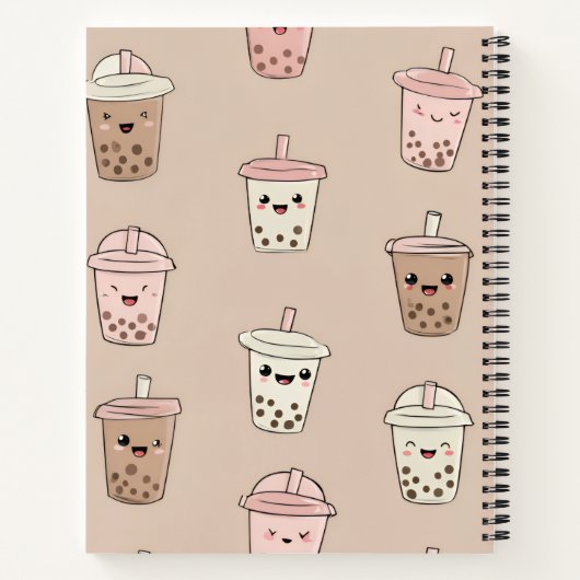 Personalized Neutral Cute Milky Bubble Tea ノートブック (裏面)