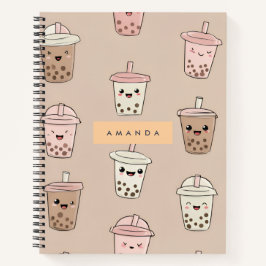Personalized Neutral Cute Milky Bubble Tea ノートブック