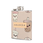 Personalized Neutral Cute Milky Bubble Tea フラスク (左)