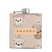 Personalized Neutral Cute Milky Bubble Tea フラスク (正面)