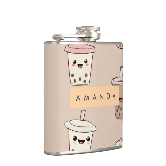 Personalized Neutral Cute Milky Bubble Tea フラスク (右)