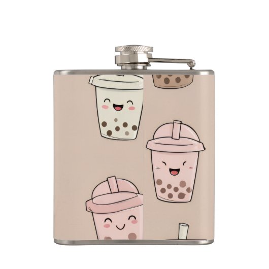 Personalized Neutral Cute Milky Bubble Tea フラスク (裏面)