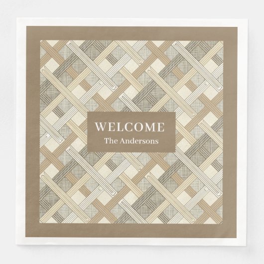 Personalized Neutral Napkins Elegant Table Accent (正面)