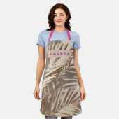 Personalized Neutral Palm Shadows Tropical エプロン (着用した状態)