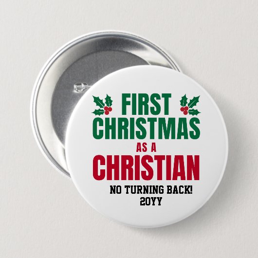 Personalized NEW CHRISTIAN FIRST CHRISTMAS 缶バッジ (正面&裏面)