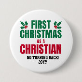 Personalized NEW CHRISTIAN FIRST CHRISTMAS 缶バッジ (正面)