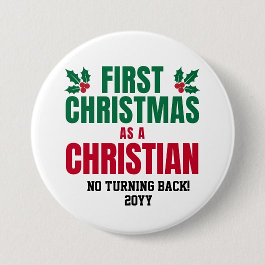 Personalized NEW CHRISTIAN FIRST CHRISTMAS 缶バッジ (正面)