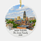 Personalized New Haven Ornament Custom Connecticut セラミックオーナメント (正面)