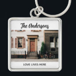 Personalized New Home Photo キーホルダー<br><div class="desc">A modern and elegant photo keychain. Personalize it with your photo,  name,  and a short quote or your first names. Designed for you by Blackberry Boulevard.</div>