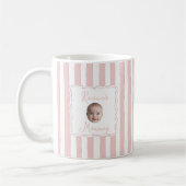 Personalized New Mom Baby Name Face Photo コーヒーマグカップ (左)